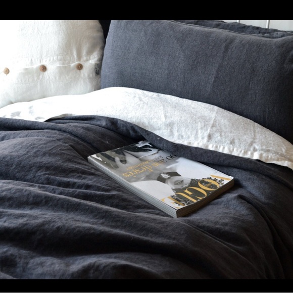 House of Baltic Linen Queen Duvet cover + 2 euro shams gray - Picture 1 of 5